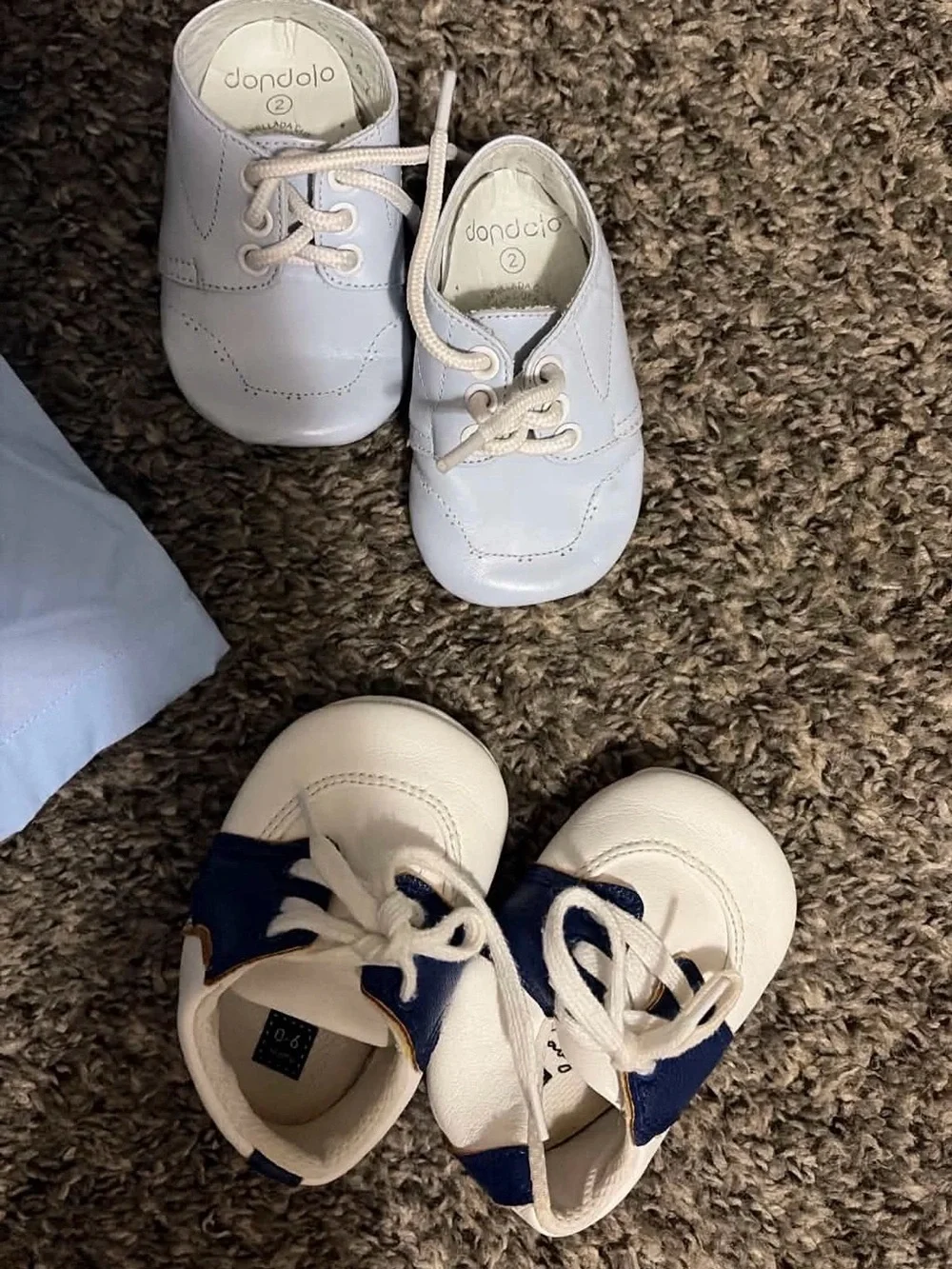 Dondolo White Baby Dress Shoes and White/Navy Lace-Up Toddlers - 2 Pack